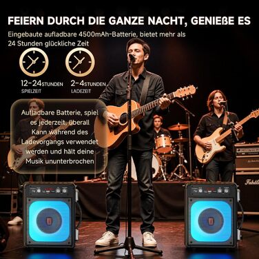 Караоке машина з 2 мікрофонами, портативна караоке система з бездротовими мікрофонами, Bluetooth колонка з LED-підсвіткою для дорослих та дітей, TX06 -NEW