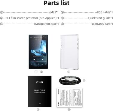 FiiO JM21 - портативний цифровий музичний плеєр, аудіоплеєр, чорний