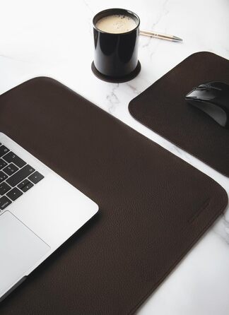 Підкладка для столу з натуральної шкіри, 2 шт. в наборі: XXL підкладка та килимок для миші (Коричнева)