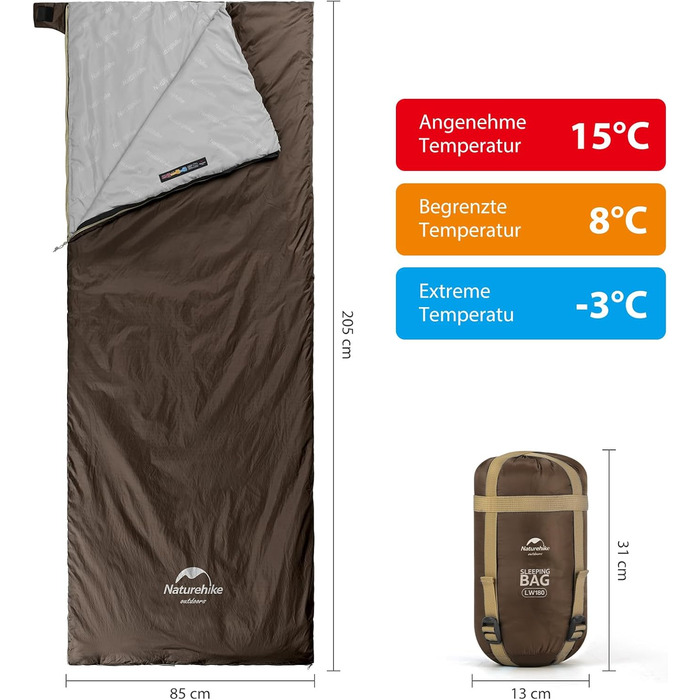 Naturehike Sleeping Bag - 7°C Warm Weather Sleeping Bag for Hiking, Backpacking & Camping - Lightweight, Youth & Adult