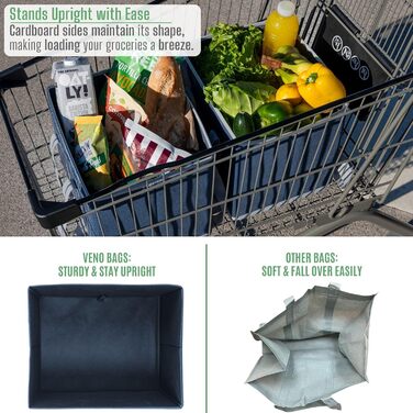 23.5 Liter Large Collapsible Shopping Bag, Folding Boxes with Reinforced Bottom, Reusable Shopping Bags, Holds Up To 15 kg Shopping Bag (3-Pack) (Dark Blue)