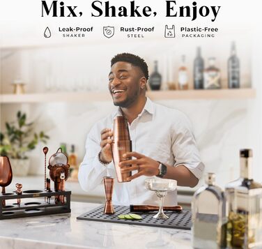 Набір бармена BARE BARREL® Mixology: 16 предметів для приготування коктейлів | Шейкер, інструменти, рецепти | Ідеальний подарунок для дому