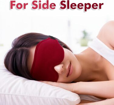 Маска для сну для чоловіків та жінок, 3D-контурна, блокує світло, регульований ремінь, дихаюча та м'яка, для сну, йоги, подорожей (Червона)