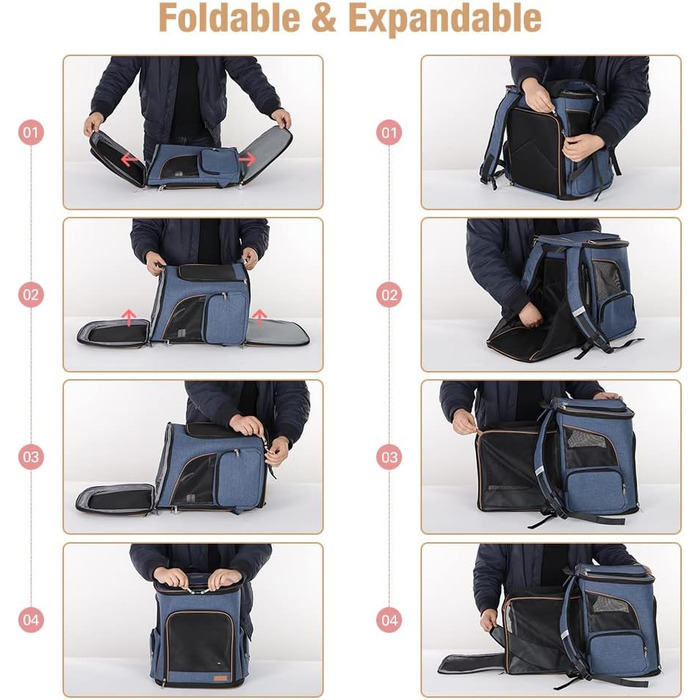 Розширюваний рюкзак для кота та собаки Lekesky, блакитний (L/XL, 36x31x42 см)