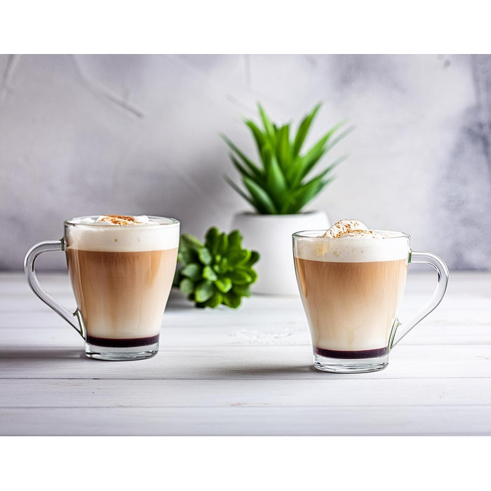 Набір кавових чашок KROSNO Glasmark 1992 (6 шт., 200 мл) з ручкою, для чаю, кави, напоїв, миття в посудомийній машині