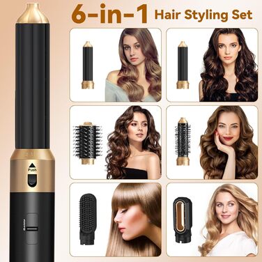 Набір для укладки волосся Airstyler 6 в 1: фен, щітка, дифузор, плойка для локонів. Ідеально для сушіння, створення об'єму та укладки.