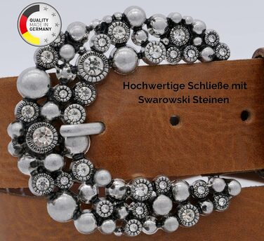 Жіночий шкіряний ремінь AnnaMatoni з розкішною пряжкою, ширина 4 см, коричневий, Made in Germany (105 см)