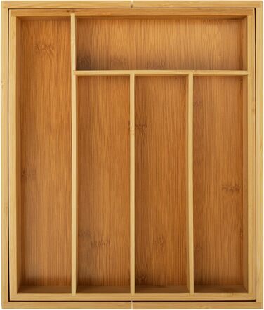 Органайзер для столових приборів Gräwe з бамбука для кухонних шухляд, змінний, розсувний 28.5-40.5 см, дерев'яний вигляд