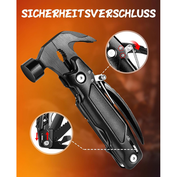 Багатофункціональний молоток-мультитул 14-в-1: плоскогубці, пилка, викрутки та інше. Компактний інструмент для кемпінгу, туризму, виживання, авто-надзвичайних ситуацій. Чудовий подарунок для чоловіків, на День батька для тата