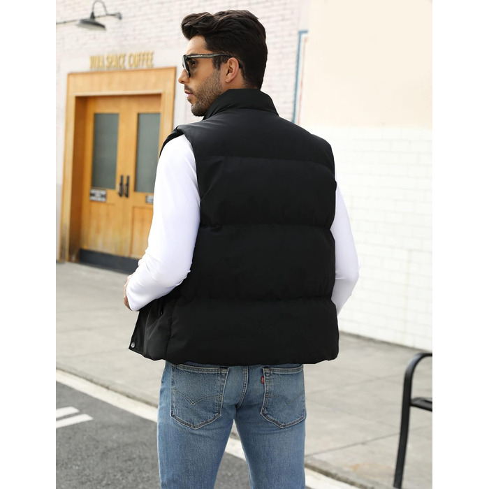 Чоловічий жилет Flygo з пухозаповнювачем, теплий, без рукавів, чорний (XL)