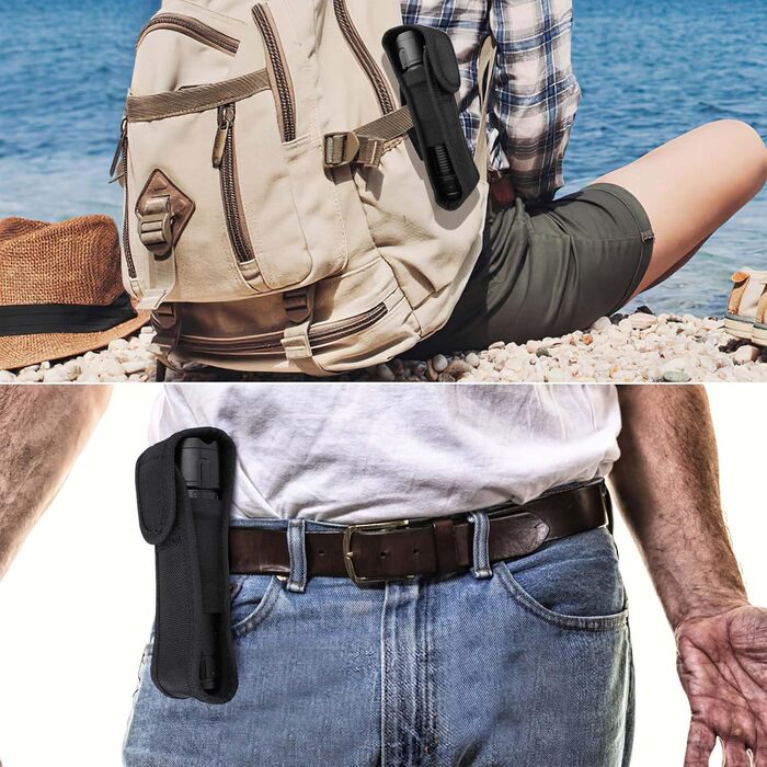 LED ліхтар на батареї, 500 000 люмен, тактичний, з регулюванням фокусу, для кемпінгу, матовий чорний