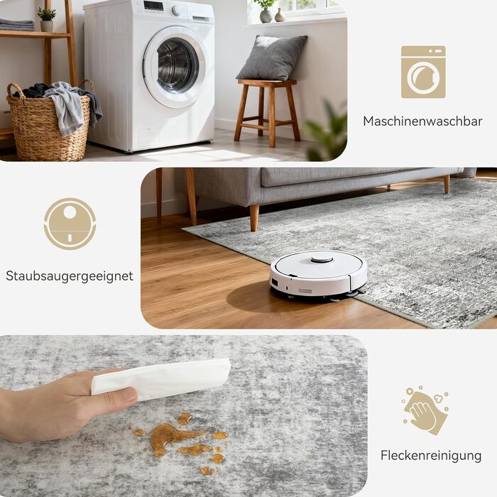 Килимок-довгий килим (бігун) з неслизьким покриттям, короткий ворс, для кухні, миття, згинання, абстрактний дизайн для входу, кухні, вітальні та офісу, синьо-чорний (150 x 210 см, сіро-білий)