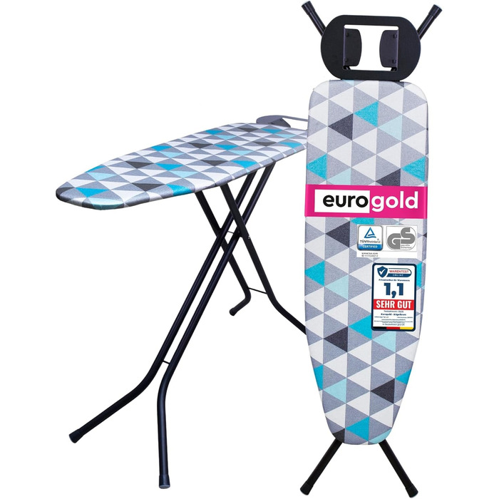 Прасувальна дошка EUROGOLD для парогенератора 120x38 см з регулюванням висоти, з відбиваючим покриттям, стабільна та компактна, Made in Europe, Lagune