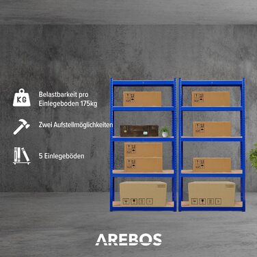 Arebos Heavy-Duty 2-Tier Shelf - 180x90x40cm - 875kg Capacity