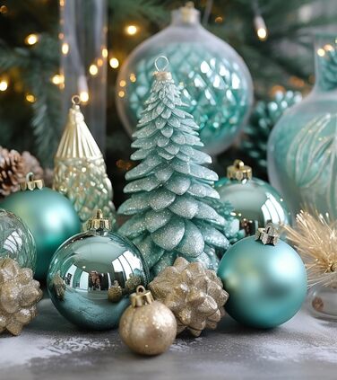 36 блакитних новорічних кулі для прикраси ялинки, 6 см, новорічний декор