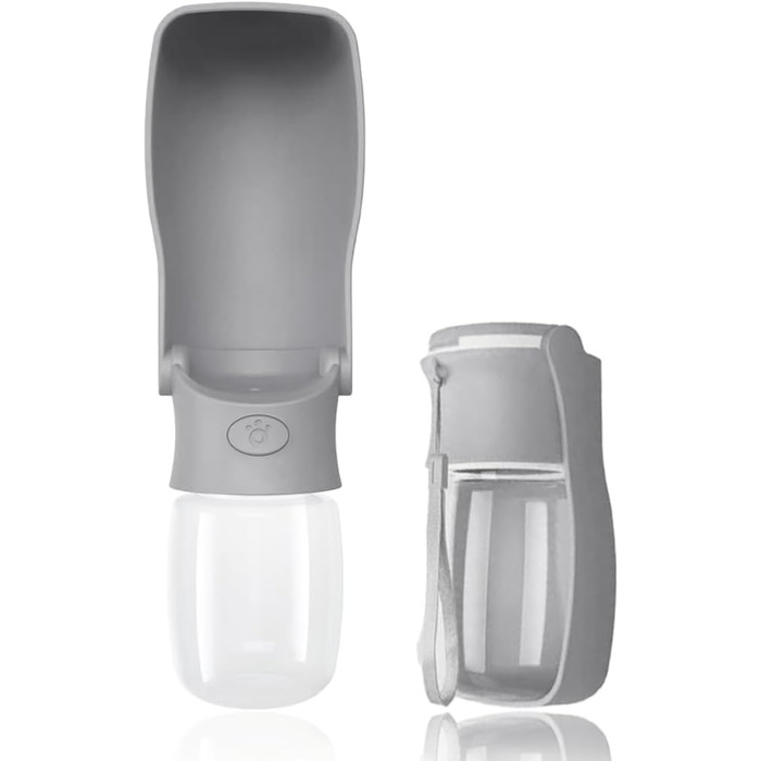 Водяна пляшка для собак на прогулянку 570мл або 350мл: для цуценят, маленьких, середніх та великих собак. Вода в дорогу (Сірий)