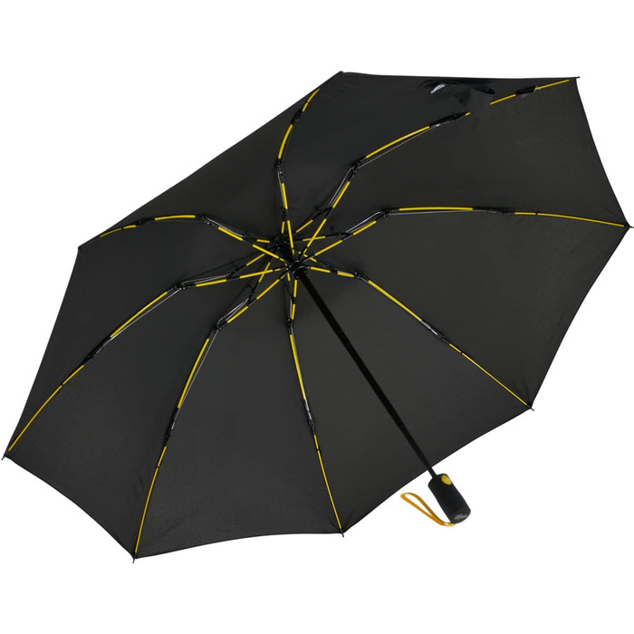 Штормовий парасолька з повним волокном, кишеньковий великий 106 см - з кольоровими спицями - (чорно-жовтий)