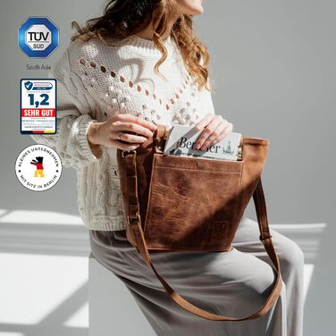 Сумка жіноча шкіряна через плече Berliner Bags Verona вінтажний стиль, велика сумка-шопер з YKK блискавкою, колір верблюжий