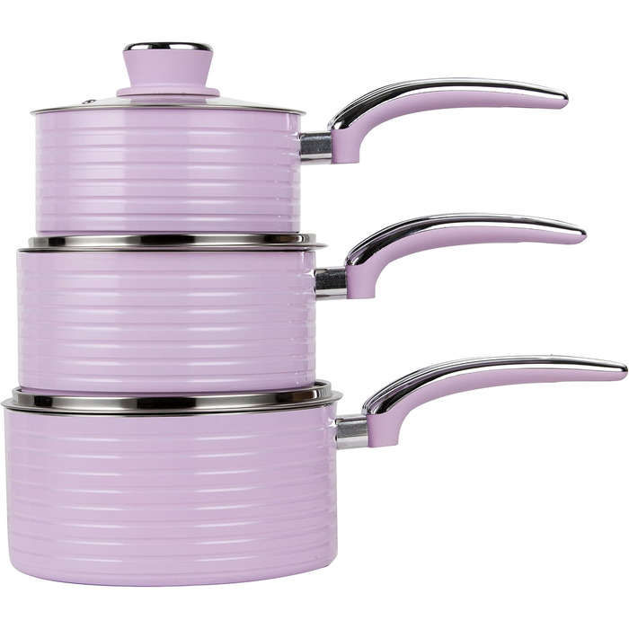 Swan 5-Piece Frying Pan Set, Retro Design, Aluminum, 29.5x47x18 cm (Rose)
