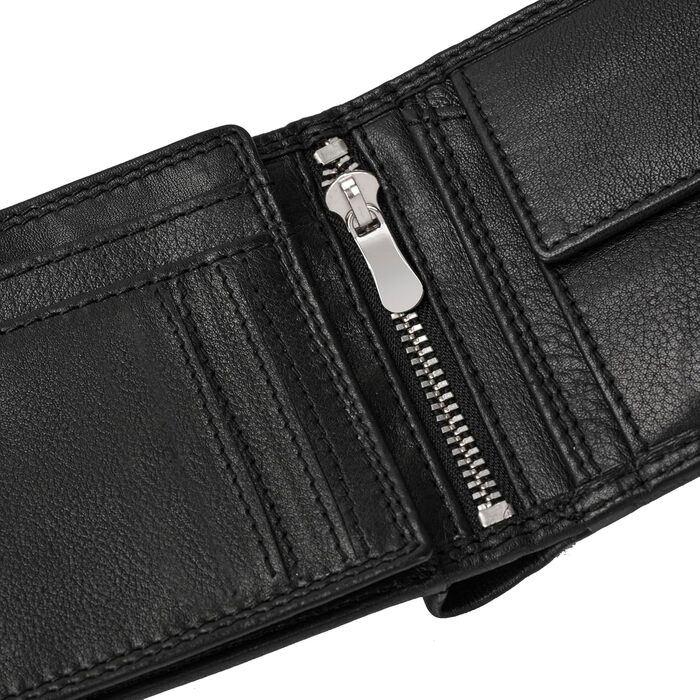 Marc Peter® Genuine Leather Wallet Hanover | Wallet for Men with RFID Protection | Large 10 Compartment Card Holder | Black Nappa Wallet