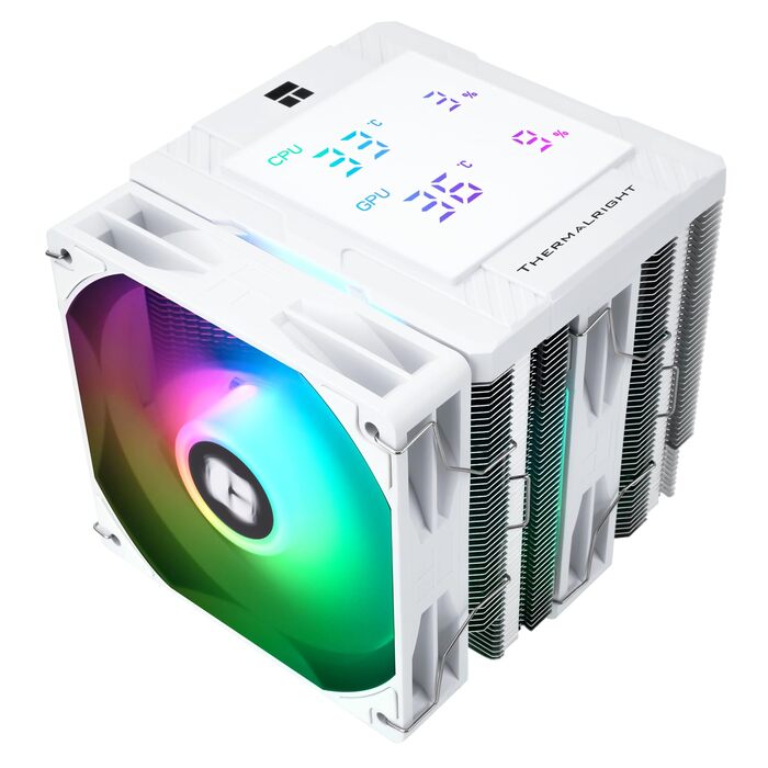 Кулер для процесора Thermalright Peerless Assassin 120 Digital ARGB White — двовежевий повітряний охолоджувач з цифровим дисплеєм, для AM4/AM5, Intel LGA1851/1700/1200
