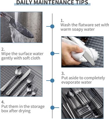 Набір столових приборів Velaze 24 шт. з нержавіючої сталі 18/10, набір столових приборів на 6 осіб (ложки, виделки, ножі, чайні ложки), полірований, з подарунковою коробкою, придатний для миття в посудомийній машині