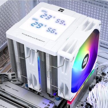 Кулер для процесора Thermalright Peerless Assassin 120 Digital Black, з цифровим дисплеєм, 6 тепловими трубками, ARGB, для AM4/AM5, Intel LGA1700/1851/1200/115x, чорний