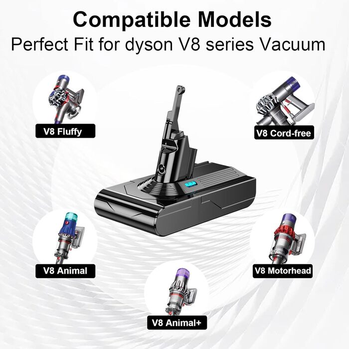 Замінний акумулятор 6800 mAh для пилососів Dyson V8 + 2 фільтри (сумісний з SV10 V8 Absolute)