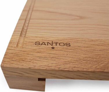 Дошка для нарізання SANTOS з дуба з піддоном 43x28 см – велике сервірувальне та кухонне трюмо для нарізки і подачі, XL дерев'яна обробна дошка