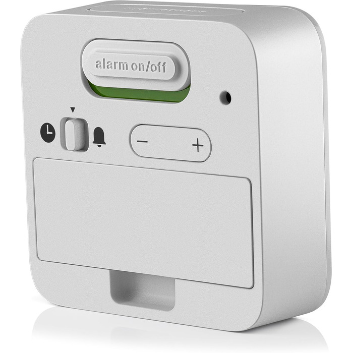 Braun Digital Travel Alarm Clock with Snooze Function, Compact Size, Negative LCD Display, Quick Set Function, Crescendo Alarm in White, Model BC08W.