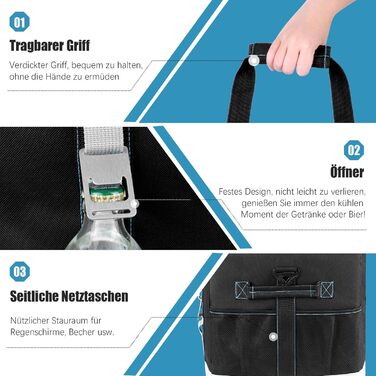 Сумка-холодильник INSMEER 48L: велика, для 65 банок, XXL, водонепроникна, для пікніків, кемпінгу, пляжу