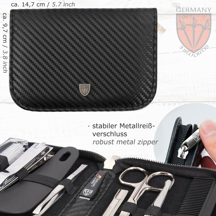 Набір для манікюру DREI SCHWERTER MONZA 10 шт. - чорний, карбон, для подорожей