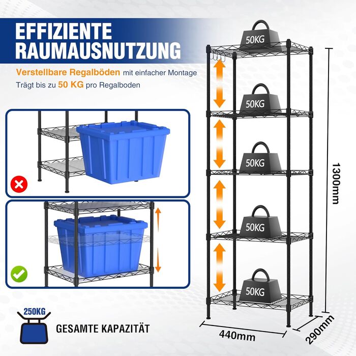 WORKPRO Regal für Wohnzimmer, Lagerregal aus Metall