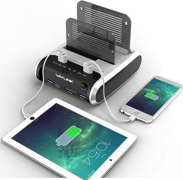 Док-станція для жорстких дисків WAVLINK ST336A: USB, SATA, TF/SD, зарядка, Offline Clone