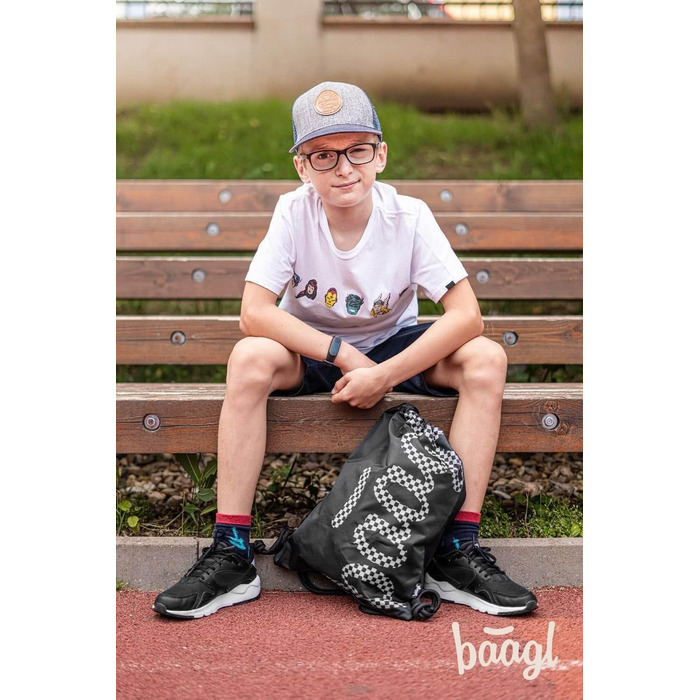 Шкільний рюкзак Baagl Set для хлопчиків та дівчаток (3 шт.), для 3-го класу, ергономічний, з нагрудним ременем (Skate Ska)