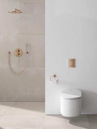 GROHE Essentials Toilet Paper Holder - Adhesive, No Drilling, Brushed Warm Sunset Finish