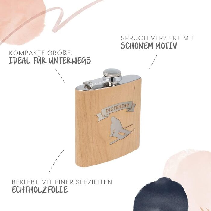 Фляга з нержавіючої сталі з гравіюванням 'Пістензау' - Оригінальний подарунок для любителів лиж та сноуборду | Ідеально для афтескі та зимових пригод
