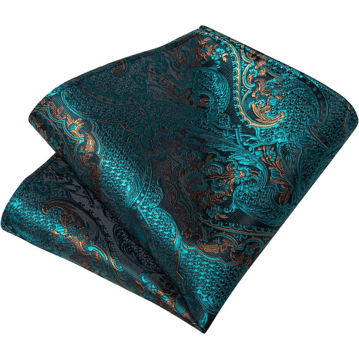Набір краваток DiBanGu чоловічий: шовкова краватка, нагрудна хустка, запонки, зажим для краватки, блакитно-зелений візерунок Paisley, для ділових зустрічей