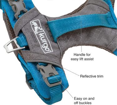 Шлейка для собак Kurgo Journey Air, для прогулянок та бігу, з ручкою, світловідбиваюча, м'яка, без фіксатора спереду (Оранжева, Коралова, Розмір Small)