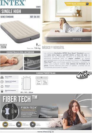 Надувний матрац Intex Dura-Beam Single High 99x191 см (2 шт.)