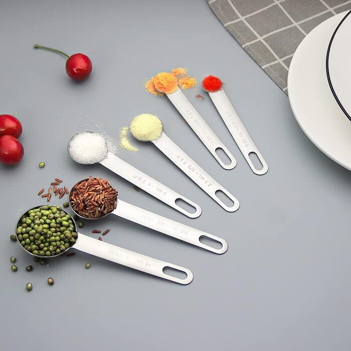 Набір мірних ложок з нержавіючої сталі, 6 шт. (1/8 TSP, 1/4 TSP, 1/2 TSP, 1 TSP, 1/2 TBLS, 1 TBLS)