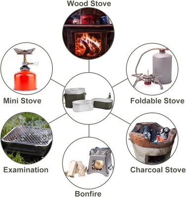 Набір посуду Bundeswehr: термостійкий, для кемпінгу, приготування їжі на відкритому повітрі, з алюмінію, для виживання, армійського користування. Включає столові прибори з відкидним ручками.