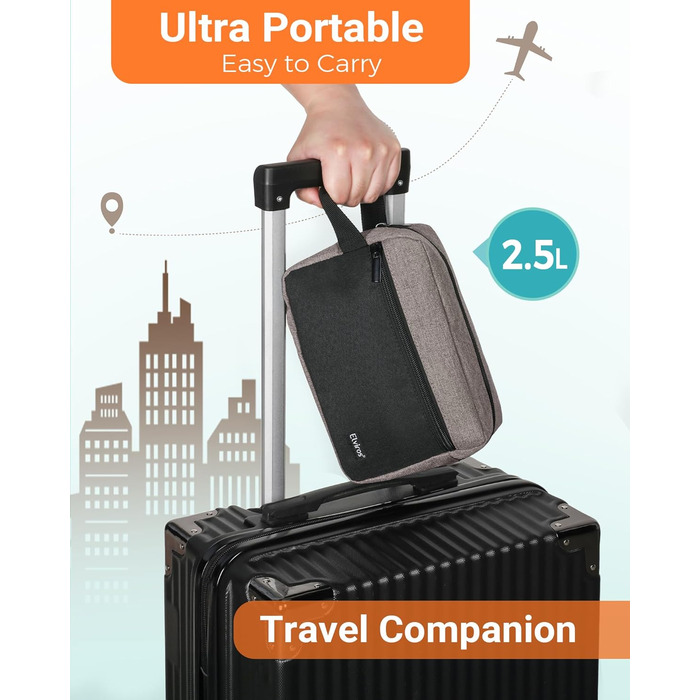 Чоловіча дорожня туалетна сумка, водонепроникна, з кишенею для гоління та ручкою, органайзер для косметики, для спортзалу, душу, ванної кімнати, подарунок для чоловіків, чорно-сіра (чорний & хакі)