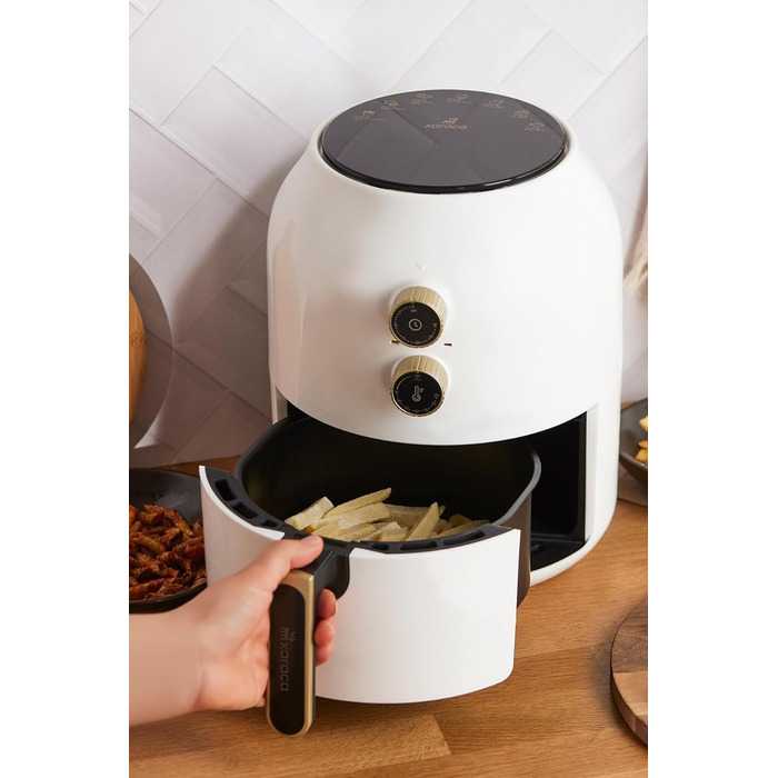 Karaca Multifry - Фритюрниця з гарячим повітрям 3.5л, 1300 Вт, Біла - Здорова смаження, Енергоекономія