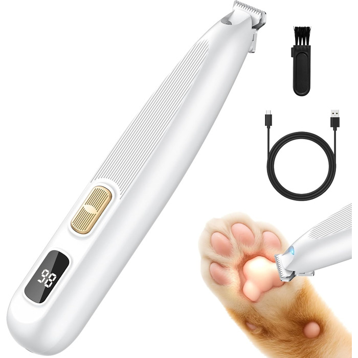 Триммер для лап собак Leise: професійна машинка для стрижки з LED-підсвічуванням, водонепроникний, USB-зарядка, для собак та котів