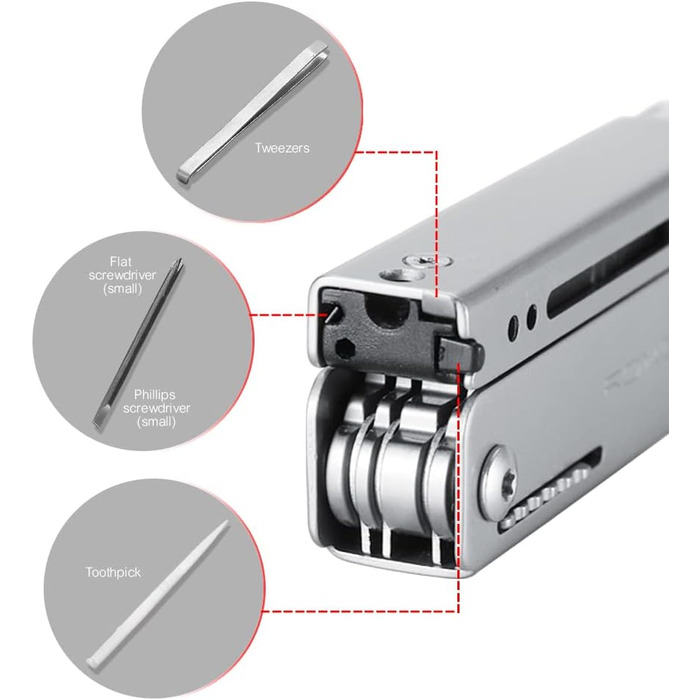 Мультитул ROXON M3 13-в-1 з мультиінструментами, зубочисткою та пінцетом. Компактний та практичний набір інструментів