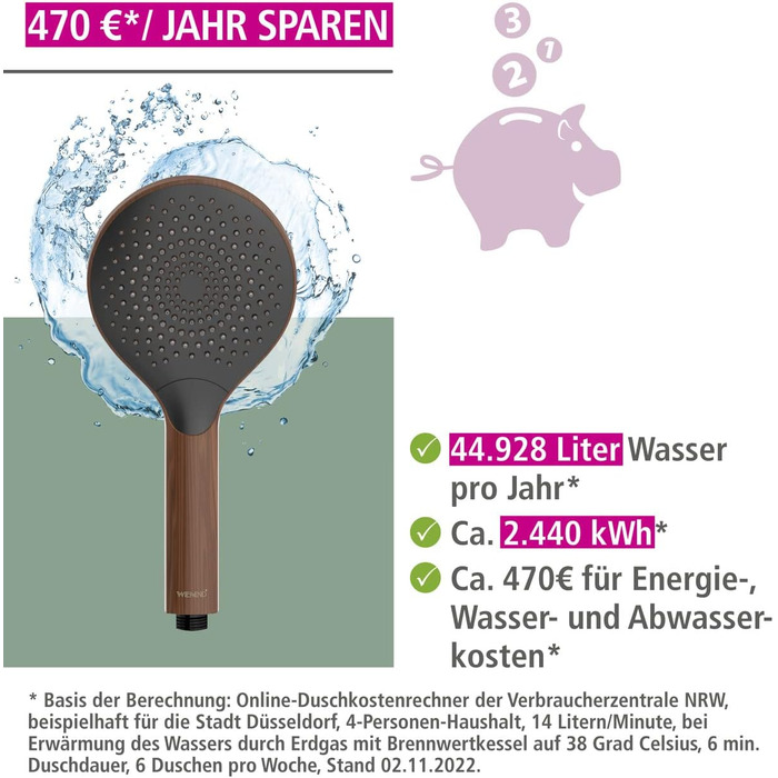 Watersaving Showerhead Wood