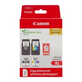 Комплект оригінальних картриджів Canon PG-560XL та CL-561XL FINE XL з фотопапером для домашнього друку