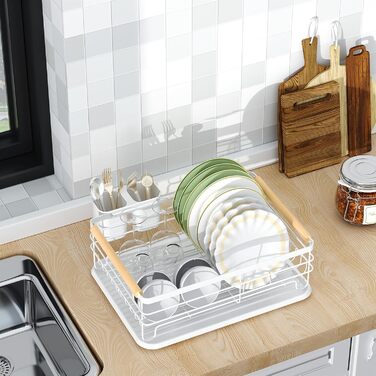 Dish Drying Rack, Dish Basket, Dish Drying Rack, Dish Drainer, Dish Drying Rack for Kitchen Counter Sink Organizer (White)