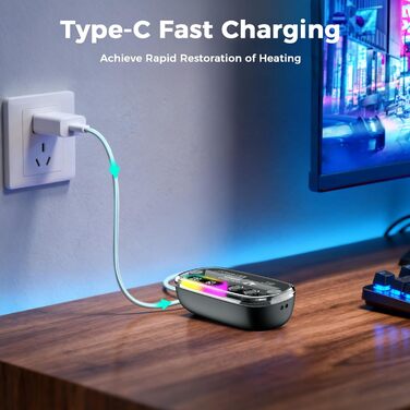 Електричні грілки для рук 2 шт. з RGB-підсвічуванням, 4 режими нагріву та цифровим дисплеєм, портативні міні-грілки для рук - подарунок для чоловіків та жінок